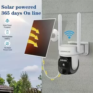 2K 3MP Güneş Enerjili Güvenlik Kamerası 360° Görüntüleme, İki Yönlü Konuşma, Renkli Gece Görüşü, Spot Işık/Siren, Hareket Algılama Ve Bulut/SD Depolama