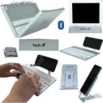 Tech-X Win/iOS/Android Uyumlu Katlanabilir Bluetooth Klavye Telefon Tutucu Kılıf Hediyeli