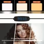 10 inç LED Düz Panel, 43 inç Ayarlanabilir Tripod Standlı, USB Güçlü PP Malzeme, Fotoğrafçılık, Canlı Yayın ve Fotoğraf Stüdyoları için 3 Renk Modu ve 10 Parlaklık Seviyesi ile Kısılabilir