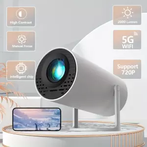 HY300 Mini Projektör HD 720P - WiFi Destekli, Taşınabilir & Akıllı, 180° Dönebilme, USB Güçlü, Hoparlör Dahil - Ev Sinema Deneyiminizi Dönüştürün