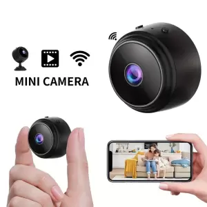 Kablosuz Mini Gözetleme Kamerası, 480p Video Kaydı, Şarj Edilebilir Lityum Polimer Pili, USB/Pil Güçlü, Wi-Fi Etkin Ev, Ofis, Araba İzleme için Siyah