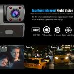 1080P Dash Cam IPS Ekran, G-Sensörlü HD Gece Görüşlü Geniş Açı Döngü Kayıt Araç DVR