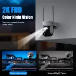 2K 3MP Güneş Enerjili Güvenlik Kamerası 360° Görüntüleme, İki Yönlü Konuşma, Renkli Gece Görüşü, Spot Işık/Siren, Hareket Algılama Ve Bulut/SD Depolama