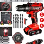 Mager 58 V 10 Ah Darbeli Çelik Şanzuman Bakır Sargılı Çift Akülü Şarjlı Matkap 24 Parça Set